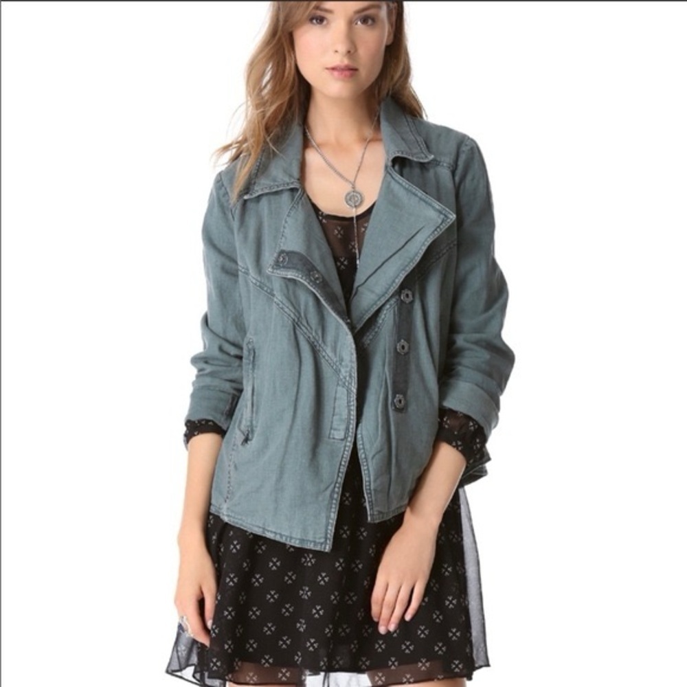 Free people Linen moto jacket size small